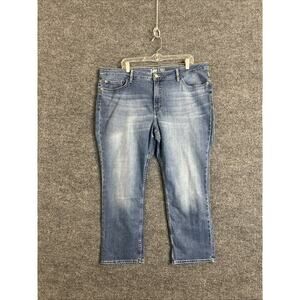 Lee Womens Mid Rise Straight Jeans Size 20 Petite Blue Medium Wash Stretch Denim